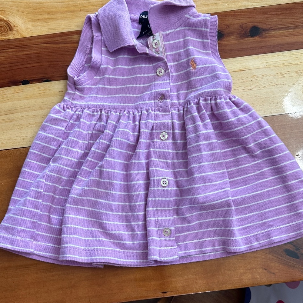 Ralph Lauren Lavender Striped Kids Dress
